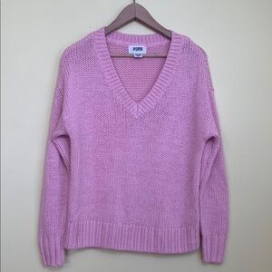 Victoria's Secret Pink V-Neck Relaxed Fit Knit Long Sleeve Sleeve Sweater S